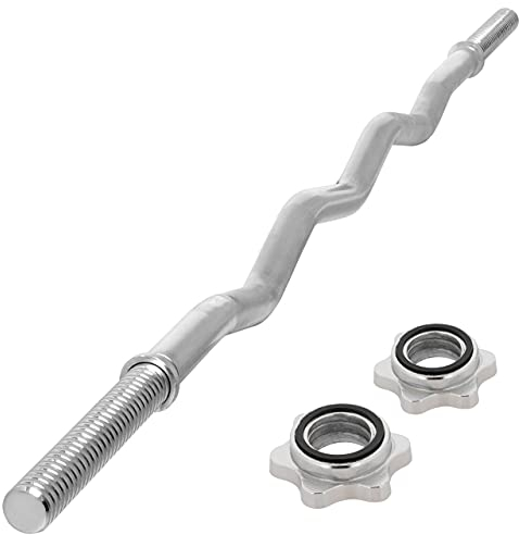 MAXXIVA Curlstange 130 cm Krafttraining Zugstange silber verchromt Sternverschluss Workout Bodybuilding Fitness Gewichtheben