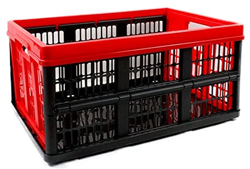 Acan Caja plástico plegable de 23,6 x 47,5 x 35 cm voila de color roja de 32 litros. Recipiente de plástico plegable, para almacenamiento y organización. Contenedor de almacenaje.