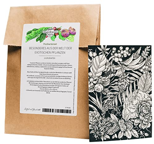 Set de tarjetas de felicitación - Magic Garden Seeds Highlights - 10 postales con el motivo: Curiosidades del mundo de las plantas exóticas