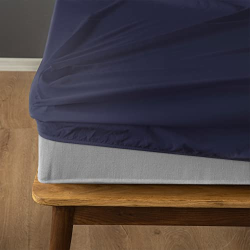 Komfortec Mikrofaser Spannbettlaken 140x200 cm – Weiches Spannbetttuch mit Rundumgummi – Fitted Sheet für Matratzen bis 30 cm – Blau – Oeko-Tex – Pflegeleicht & Hautfreundlich – 90g/m²