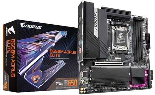 GIGABYTE B650M AORUS ELITE Scheda madre - Supporta CPU AMD Ryzen 9000, VRM a 12+2+2 fasi, fino a 8000 MHz DDR5, 1xPCIe 5.0 + 1xPCIe 4.0 M.2, LAN 2.5GbE, USB 3.2 Gen 2x2