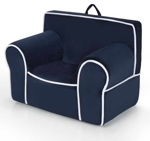 RELAX4LIFE Sillón para niños con revestimiento de tela de terciopelo extraíble y lavable, sillón para niños, ligero y portátil con cómoda asa para el dormitorio, el salón y la guardería
