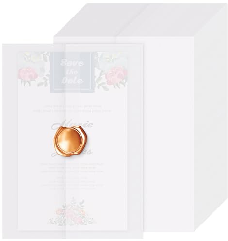 Nudiuhis 80pc Vellum Paper Wedding Invitation Packs - Pre-Folded Vellum Jackets, 18 * 13cm Translucent Wrap Jackets for Wedding &