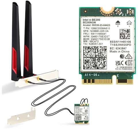 Intel BE200 WiFi 7 Tarjeta Inalámbrica 6E BE200NGW Bluetooth 5.4 802.11AX Tri-Band M.2 NGFF Adaptador de Red para Win10/11