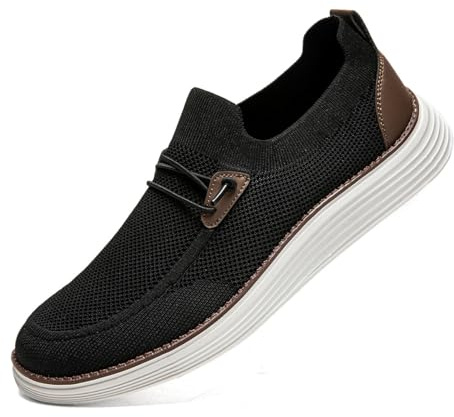 CAIQDM Zapatos cómodos Antideslizantes para Hombres Zapatos Casuales para Caminar Casuales Retro Moda Ligera y Transpirable de Jogging Moda Negro 44 EU
