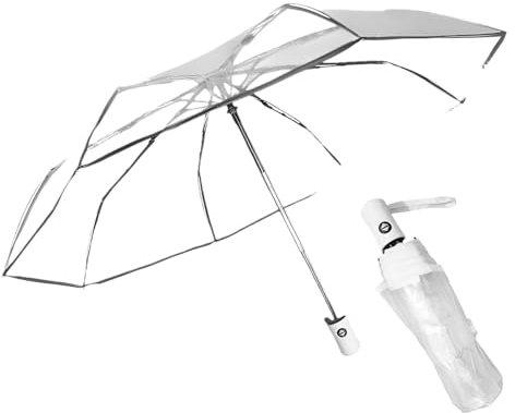 Defresit 2 PCS Clear Umbrellas for Wedding, 38.6'' Folding Transparent Umbrella, Compact Travel Umbrella, Portable Folding Umbrellas for Woman Men Bride Bridesmaid Party
