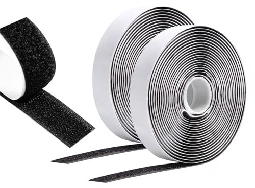Vinabo Hook Loop Autoadesivo 8 M X 20 MM, Nastro Biadesivo Per Tessuti Hook Loop, Nastro Adesivo Forte Con Chiusura A Strappo Per Cucire (Nero)