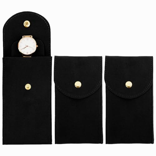 XYTAHDM 3 pièces étui voyage, sac portable, flanelle, bouton pression, pour voyages en plein air (Noir)