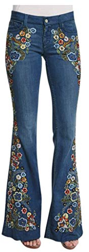 Jean Bootcut Femme Grande Taille, Jeans Femme Taille Elastique Baggy Contrôle du Ventre Extensible Coupe Bootcut Bas Cloche Vintage Et Confortable Flared Délavé des Années 70 avec Poches
