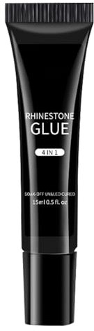 Gel per colla in unghie | Gel di colla in strass per nail art | Rinastone adesivo forte | LED GUURA UNGLIA CURABILE UV UV da 15 ml per rottura e fissaggio di gemme odore lieve per il salone o
