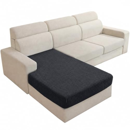 YSTELLAA Funda Asiento Sofa, Chaise Longue, Gris Oscuro | Nuevo Modelo Fundas para Cojines Elástico, Fundas Cojines Separado Antideslizante, Pet Friendly, Lavables, para Salon
