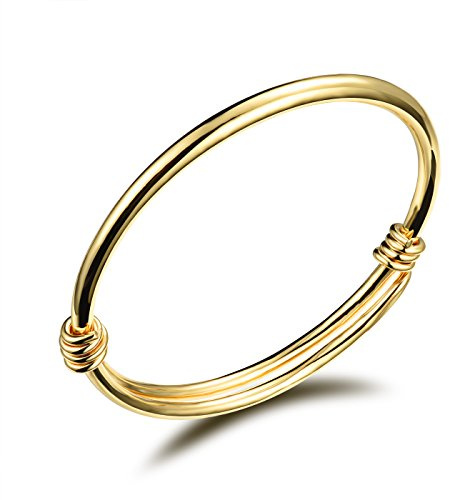 Gioielli per bambini placcato oro 18 K braccialetto braccialetto per bambini regalo sicuro facile regolabile 11,9 cm – 15 cm, Piccolo, Metallo