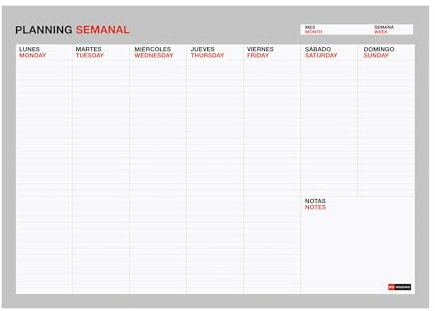 Miquelrius - Planning Sobremesa Encolado Básico, Bilingüe Catalán Inglés, A4 (296 x 210 mm), Atemporal, 56 Hojas de 120 g/m², Color Gris