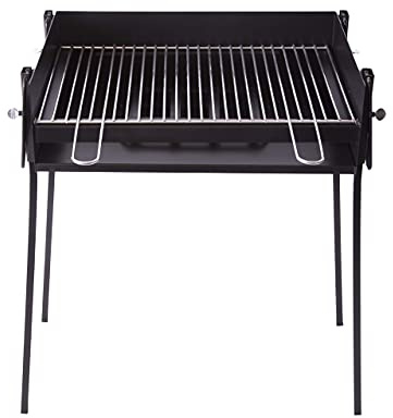 Barbacoa de Carbón Rectangular portátil 60x40 cnt de Chapa ideal para Carbón y leña, barbacoa con patas desmontables y parilla, para Asar Carne, pescado en el exterior