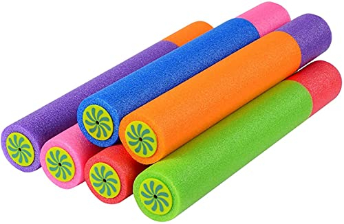 KAHEIGN 6Pzs Pistolas De Agua para Niños Pequeños, 33CM Pistola De Agua De Espuma De Colores Mezclados Juguetes De Playa Pistola De Chorro Desintegrador De Agua para Piscina Jardín (6 Colores)