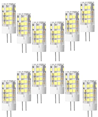 OUKAIDE 12er G4 LED Lampen 5W Leuchtmittel 51 SMD 2835LEDs Kaltweiß 6000K LED Lampe Super Hell 500LM Bulb 360° Abstrahlwinkel AC220-240V Nicht Dimmbar G4 Keramikbasis