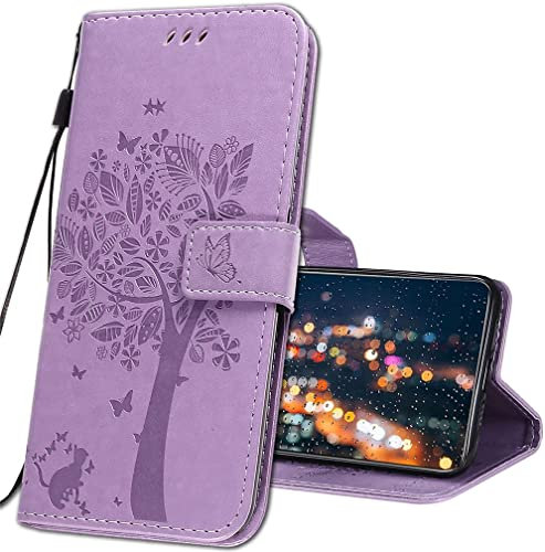 IMIRST Funda Libro con Tapa Magnética para Xiaomi Redmi Note 9 Smartphone - Carcasa KT1 Wish Tree Purple