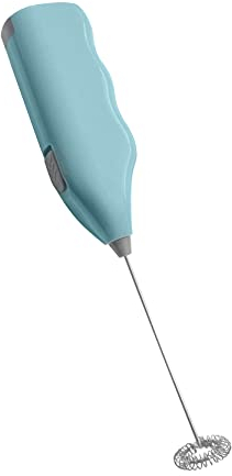 EUROXANTY Mousseur / vaporisateur à lait électrique avec tige robuste en métal idéal pour cappuccinos. Fonctionne sur piles AA (bleu ciel)