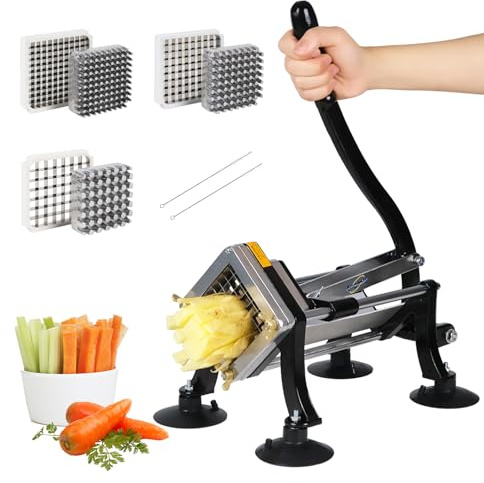 Anatole Tagliapatate per Patate Fritte Professionale con 8mm 10mm 12mm Lame in Acciaio Inossidabile Taglia Patatine Fritte a Bastoncini Manuale Tagliaverdure Commerciale per Cipolle Carote Cetrioli