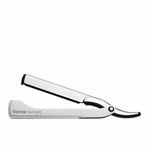 Cerena Profi Rasiermesser mit Wechselklinge aus Hochwertigem Edelstahl – Rasiermesser Herren inkl. 2 Rasierklingen – Barber Messer Made in Solingen (Edelstahl Silber)