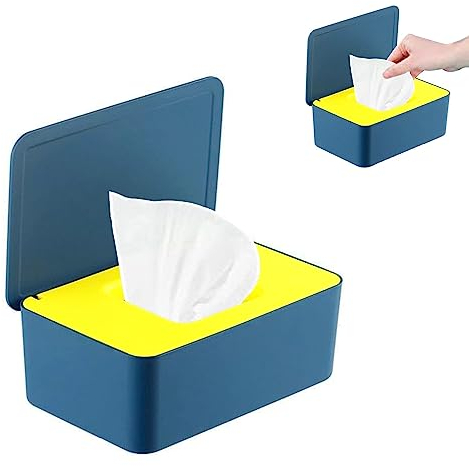 jiuzcare Feuchttücher Box Feuchttücher Aufbewahrungs Box Feuchtes Toilettenpapier Box Feuchtes Toilettenpapier Spender Baby Box, Die Zum Laden Von Papier Feuchttücher Baby Kunststoff, Blue Yellow