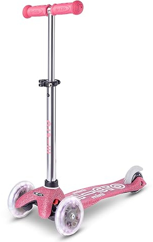 micro™ | Mini micro Deluxe Fairy Glitter LED | Höhenverstellbar | Das ORIGINAL | Kinderroller ab 2 Jahren | Inklusive LED Rollen | | Jungs & Mädchen 2-5 Jahre (Pink)