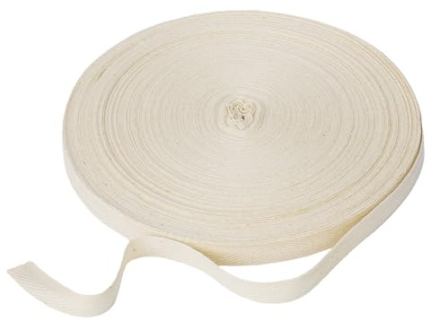 50Meters Cotton Twill Tape Ribbon 54.7Yards Soft Natural Herringbone Webbing Tape Roll Twill 1/2 Inch Wide Beige Linen Fabric Ribbon Bias Book Binding Tape for DIY Sewing Dressmaking Alterations Craft