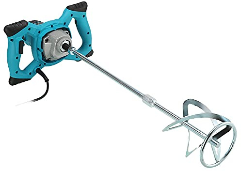 Electric Paint Mortar Mixer Drill (220V/110V 2100w) - Powerful 6 Speed Cement Stirrer for Plaster, Paint, Mortar - M14 Pole 60cm Length - Glue/Adhesive Power Mixer - Blue, 110V