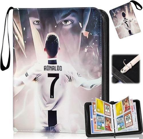 Sammelalbum Fußball Karten, Sammelalbum für Fußball Karten Album, Sammelkarten Album Fussball mit 50 Herausnehmbaren Hüllen für 400 Karten, kompatibel mit allen Arten von karten (A)