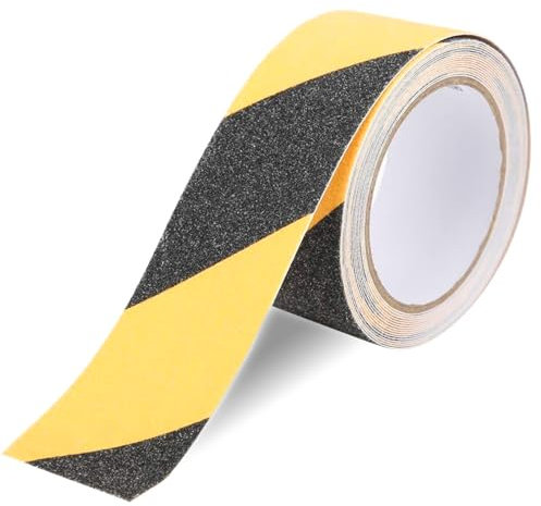 powerking Anti Rutsch Klebeband, Stark Sicherheitsband rutschfest, Anti-Rutsch-Klebeband Schritte Band Aufkleber für Innen- und Außenbereich, Gelb & Schwarz 10 X 5