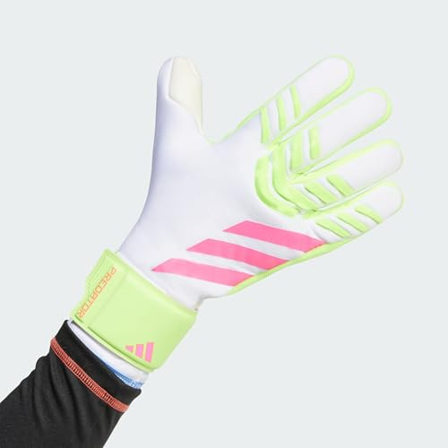 adidas Pred Gl Lge bianco, limone lucido, rosa lucido, guanti da portiere da calcio/calcio (senza dita) per uomini e donne taglia 9