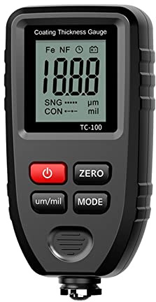 TC100 Coating Thickness Gauge 0.1micron/0-1300 Car Paint Film Thickness Tester Measuring FE/NFE Paint Tool,DIY Tools(Black)