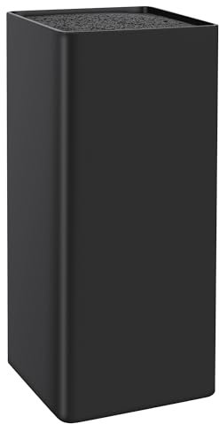 Vonsera Ceppo Coltelli da Cucina, Ceppo Portacoltelli Vuoto con Setole, Porta Coltelli Cucina Senza Coltello, Nero, Quadrato