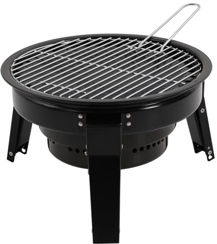 POTYYH Tragbarer Holzkohlegrill, Klein Klappgrill Camping BBQ Grill Picknickgrill Campinggrill mit Grillzubehör & Tragetasche für Picknick, Garten, Terrasse, Camping