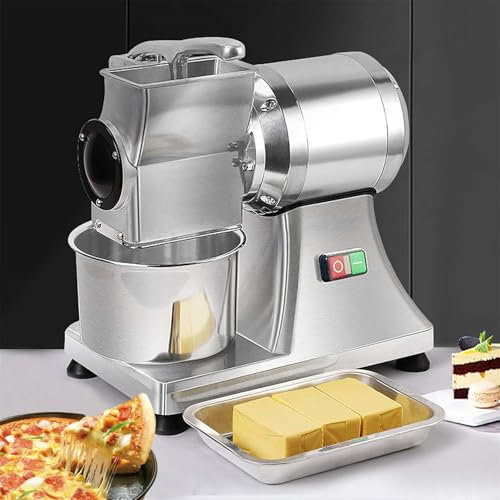 Rallador De Queso EléCtrico De Alta Resistencia De 550 W, MáQuina Ralladora De Queso EléCtrica Profesional, MáQuina Para Hacer Ensaladas, 88 Lb/Hora Con Cubo De Acero Inoxidable
