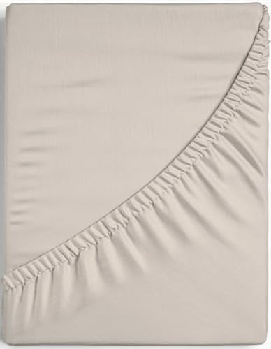 Dreamers Den lenzuolo con angoli 90 x 210 x 30 cm, 100% cotone egiziano, adatto per chi soffre di allergie, resistente al restringimento e allo sbiadimento, color sabbia
