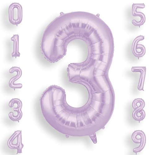 AOOSU Purple Helium Balloons, 40 Inches Number Balloons 3, Foil Birthday Balloon for Birthday Anniversary Wedding Party Decorations Celebration Supplies for Girls Women Men Boys