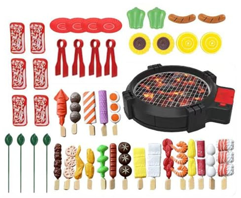 Kids Grill Playset,Interactive Realistic Toys With Sound - Pretend Cooking BBQ Set With Food | For Boys Girls Indoor Outdoor Home School- Preschool Classroom Camping Playroom Patio Birthday