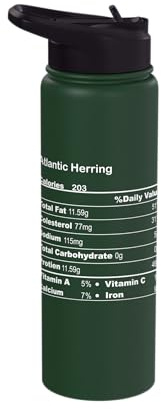 Funny Atlantic Herring Thanksgiving Nutritional Fact Stainless Steel Insulated Water Bottle