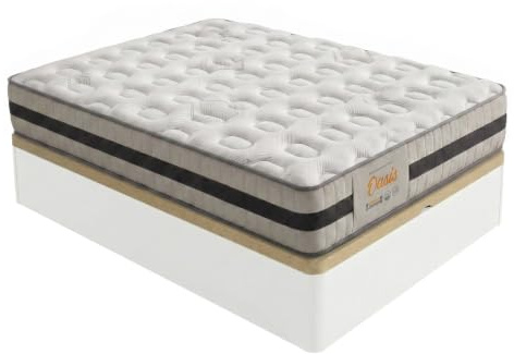 DUÉRMETE ONLINE - Pack Colchón Viscoelástico Oasis | Muelles Ensacados 7 Zonas + Canapé Madera Reforzado y Gran Capacidad | Color Blanco 135 x 190