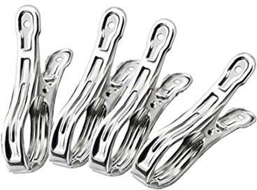FOMMEN Metal ClothesPins,Row Cover Clips 20 Pack 3.5 Inch Stainless Steel Pool Towel Clips,Chair Clips for Beach Towels,Garden Clips，Greenhouse Clamps：Quilts, Blankets from Blow Away Or Decline