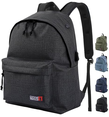 Coronel Tapioca Mochilas Hombre Mochila Hombre para trabajo, viaje, diario, escolar y escolares - 20L de Capacidad, Gris