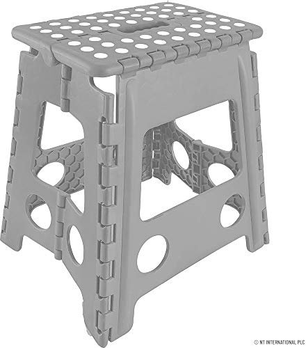 XL Folding Step Stool Foldable Stool for Kids & Adults, Kitchen Garden Bathroom Collapsible Stepping Stool (Grey)