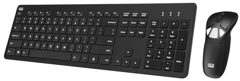 Adesso Wireless Air Mouse and Keyboard Combo, Rechargeable, Desktop Mouse and Presentation Remote with Customizable Buttons & Hand Gestures for TV, Projector, CCTV, Presentation WKB-5300CB
