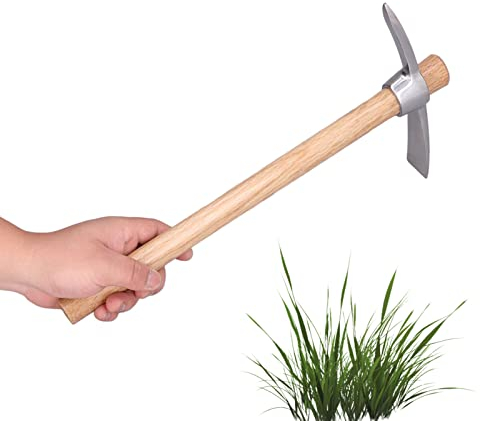 Natudeco Houe de Jardinage Pioche de Jardin Désherbage Mattock Hoe Pick Moulage Jardinage Agricole avec Manche en Bois pour ameublir Le Sol, Planter
