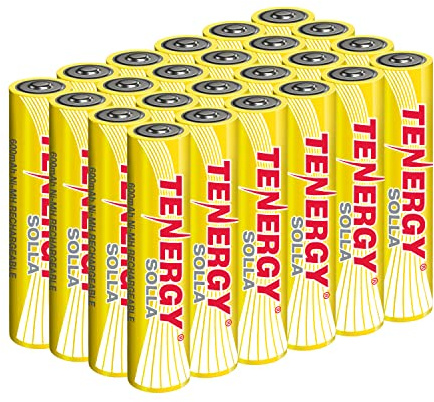 Tenergy Solla AAA Rechargeable NiMH Battery, 600mAh Solar Batteries for Outdoor Solar Lights, Patio Lights, Anti-Leak, Outdoor Durability, 5+ Years Performance, 24 Pack, UL Certified