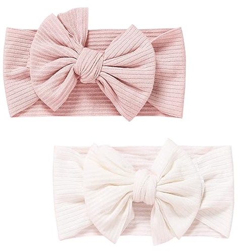 Voarge 2 Stück Baby Stirnband, Nylon Stirnbänder Neugeborene Kleinkinder Haarbänder und Bögen Kinder Haarschmuck, Geeignet für Babys