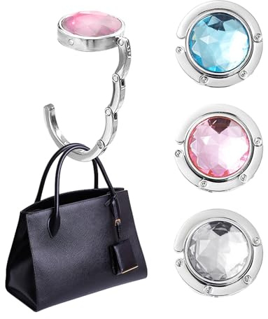 Lot de 3 supports de sac à main pour table - En métal - Anti-étranglement - Portable - Pliable - Pour femme