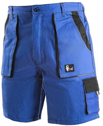 CXS Herr shorts arbetsbyxor korta hängselbyxor 100% bomull arbetsshorts professionella trädgårdsshorts byxor byxor slitstarka, marinblå