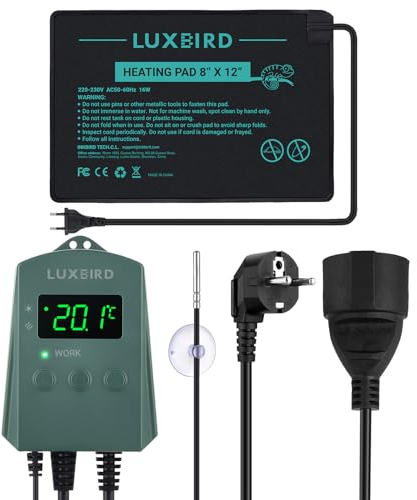 Luxbird Terrarium Heizmatte mit Thermostatregler, Klebendes Reptil Heizmatten mit Temperaturregelung für Reptilien Schildkröten Schlangen